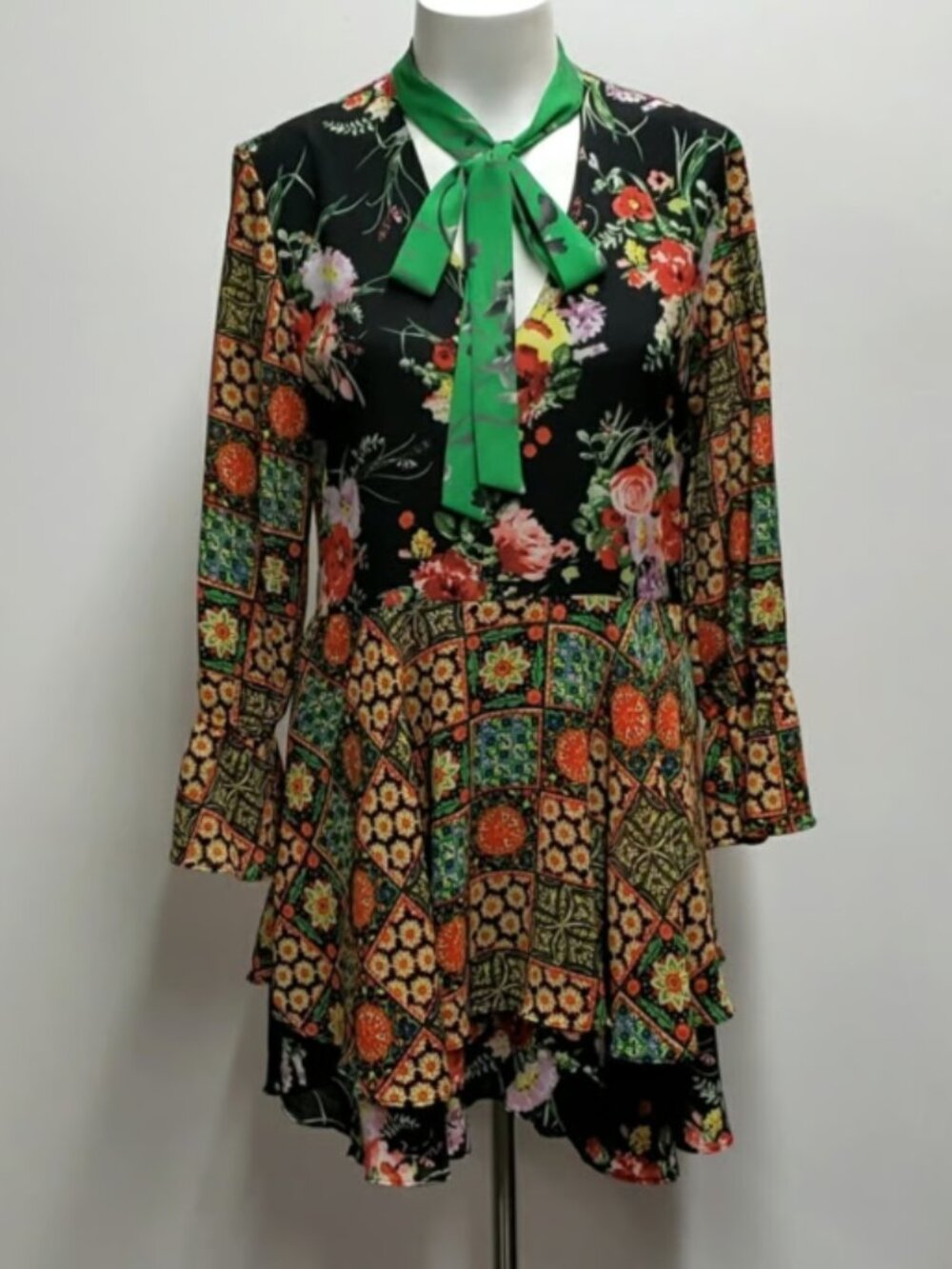 Buffalo David Bitton Floral & Patchwork Mixed-Print Dress size XL